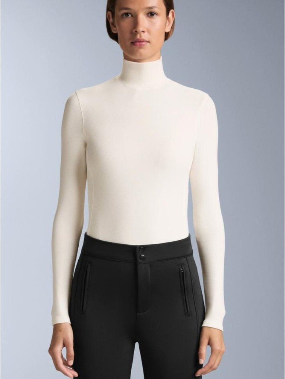 Oysho Womens Active Baselayer Shirt L Ivory Thermal Mock Neck 0215/645 NWT